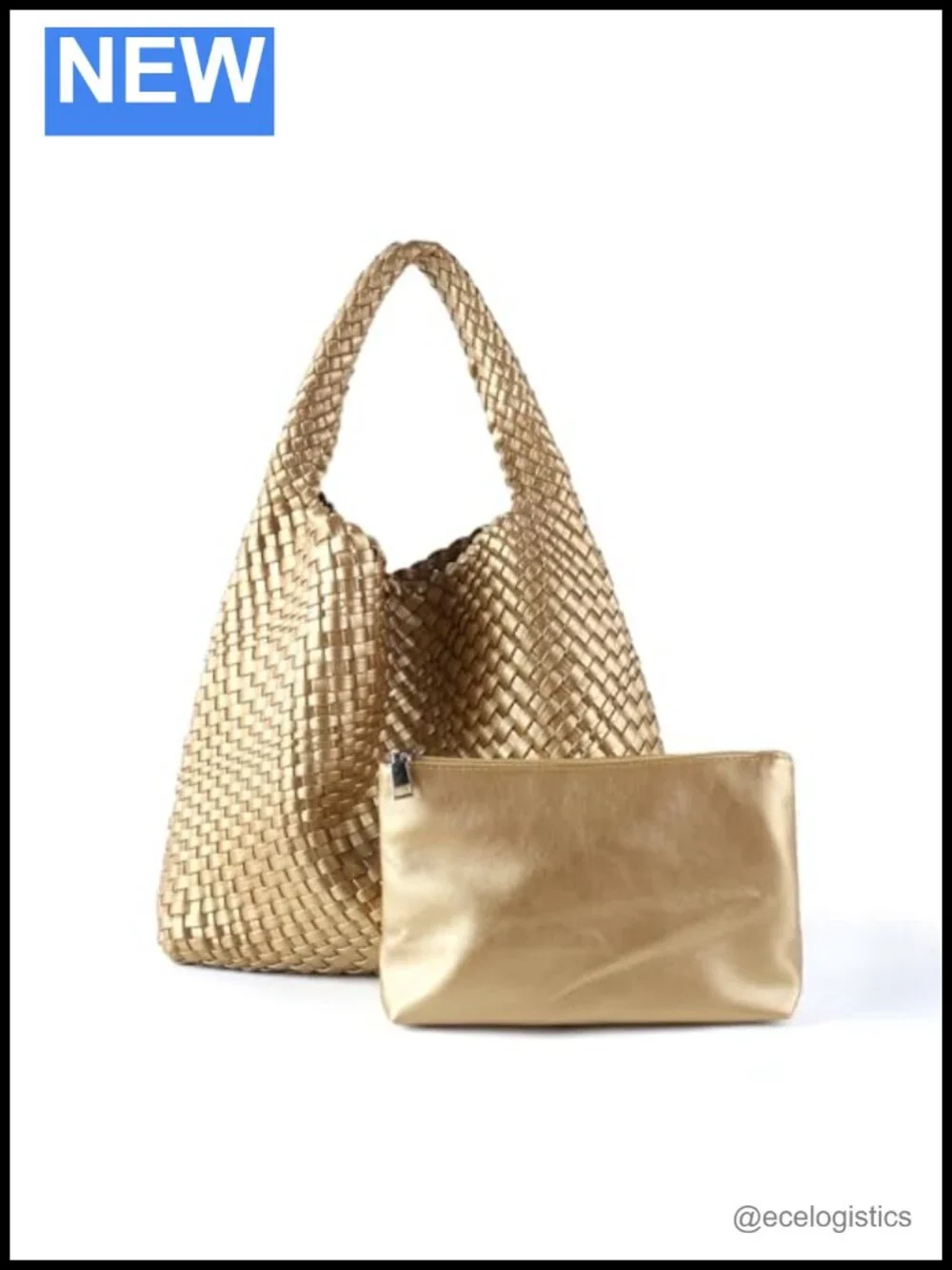 Handwoven Vegan Leather Tote Bag Women Shoulder Handbag Travel Purse